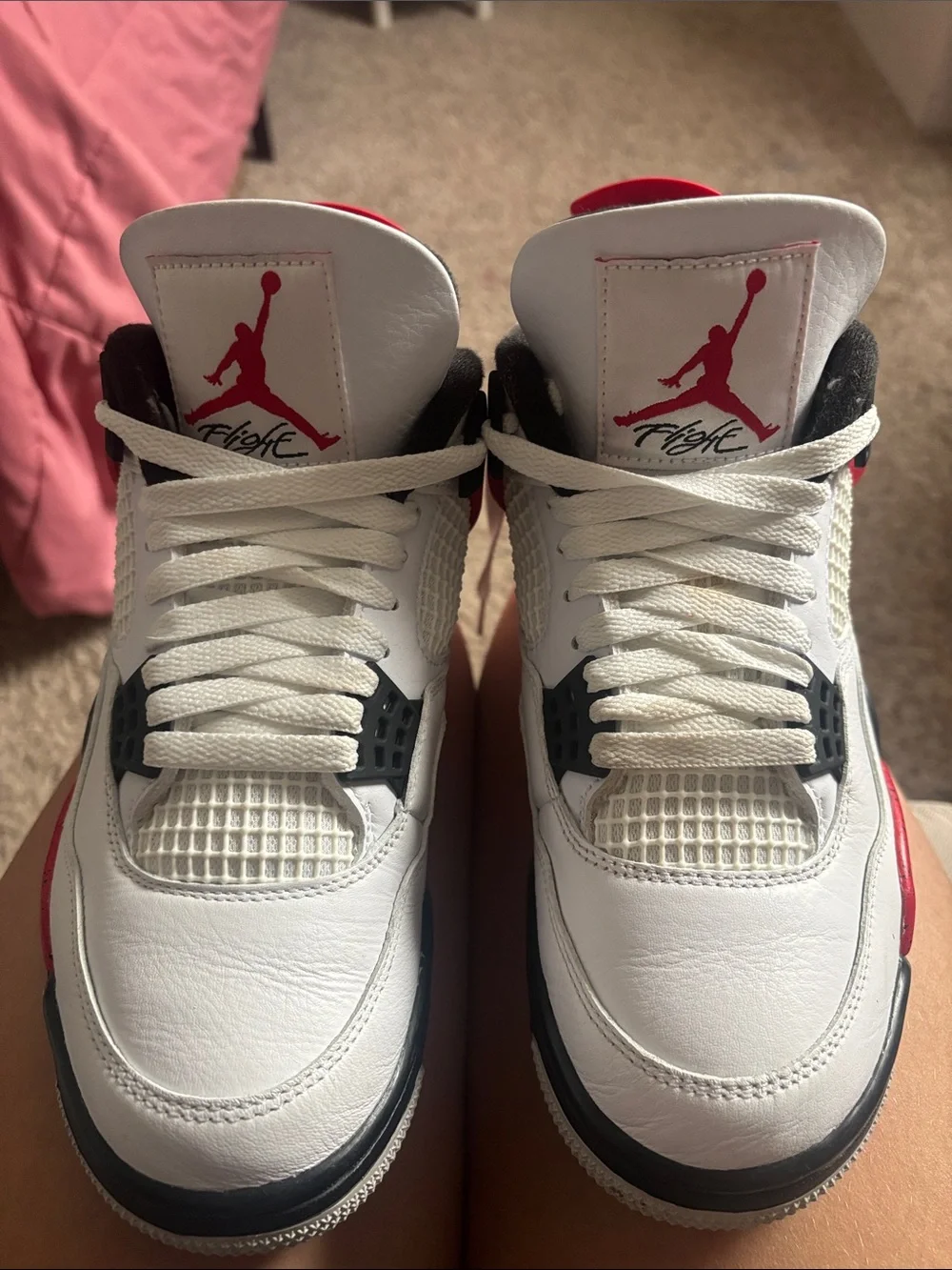 Jordan White Black Red Retro Sneakers Women 8.5